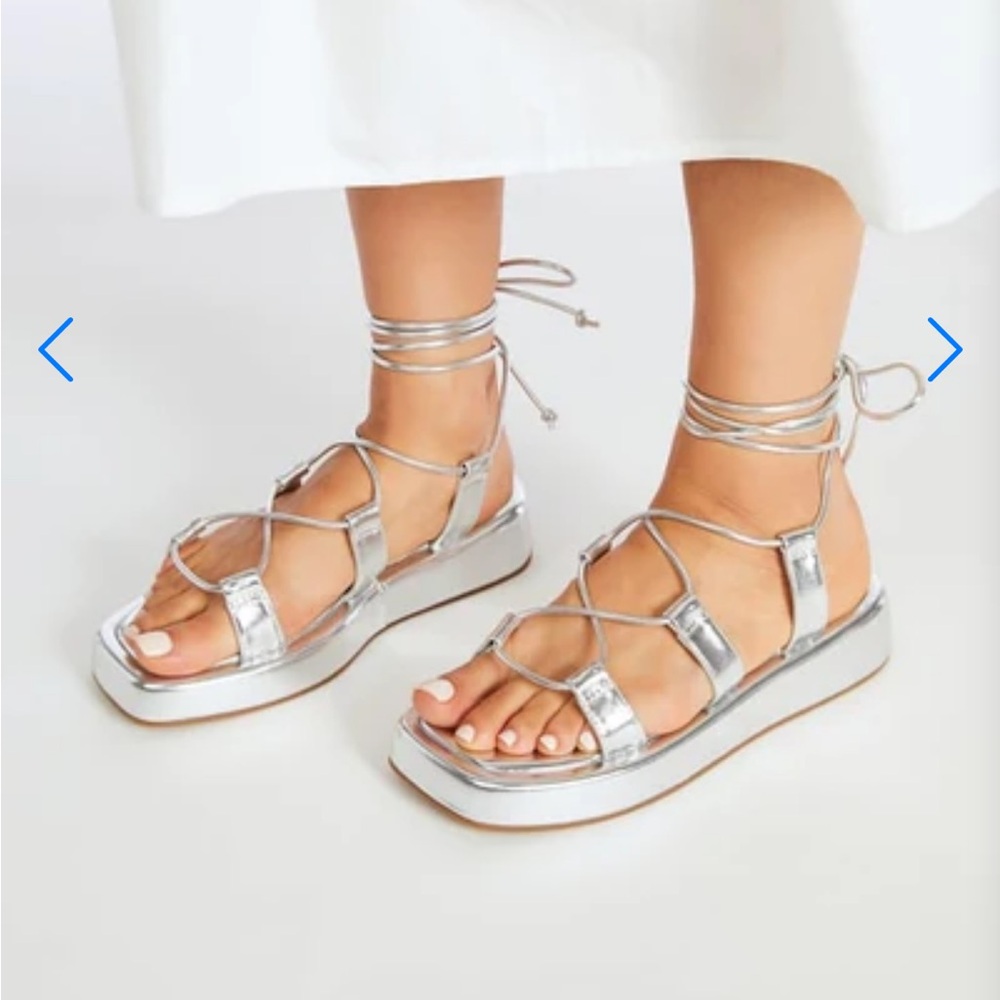 JustFab Silver Cairo Gladiator Sandals
